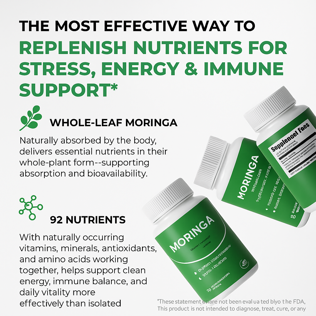 Organic Moringa Superfood Capsules - High Potency 800mg