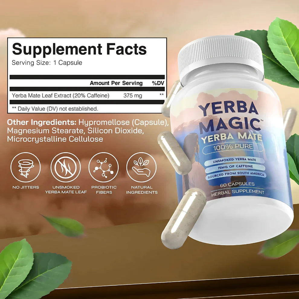Natural Yerba Mate Energy Capsules – 60 Count