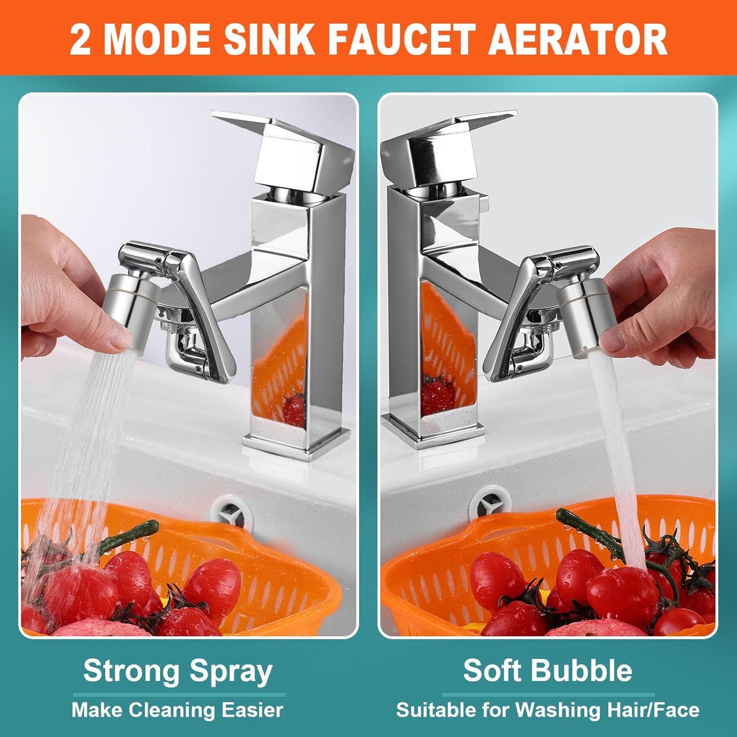 1440° Rotating Faucet Extender with 2-Mode Aerator for Bathroom & Kitchen Sinks