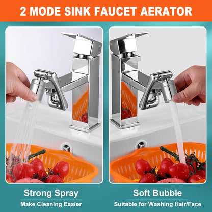 1440° Rotating Faucet Extender with 2-Mode Aerator for Bathroom & Kitchen Sinks