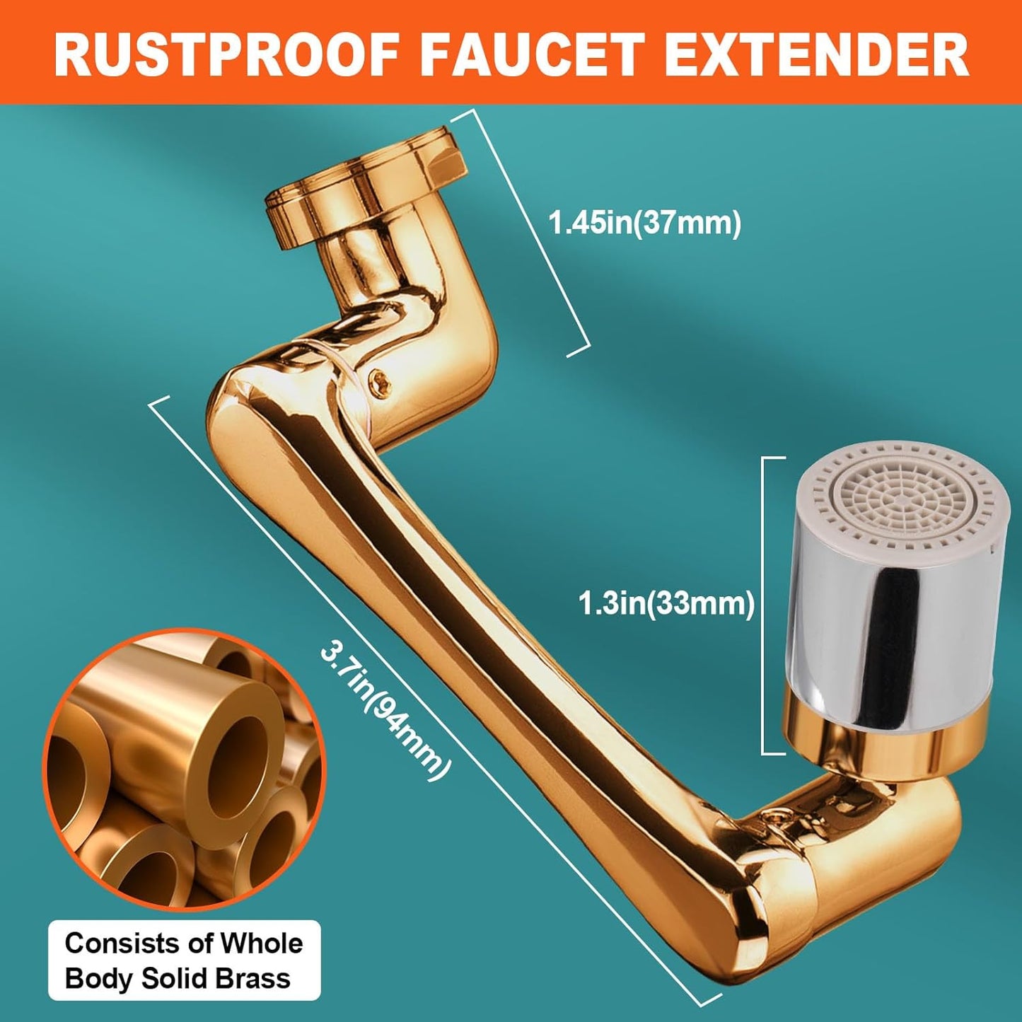 1440° Rotating Faucet Extender with 2-Mode Aerator for Bathroom & Kitchen Sinks