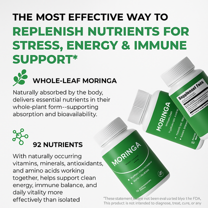 Organic Moringa Superfood Capsules - High Potency 800mg